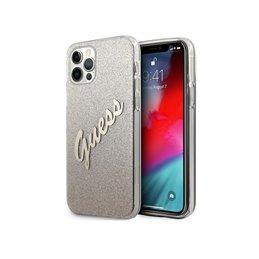 Guess iPhone 12/12 Pro gold hardcase Glitter Gradient Script