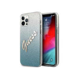 Guess iPhone 12/12 Pro blue hardcase Glitter Gradient Script