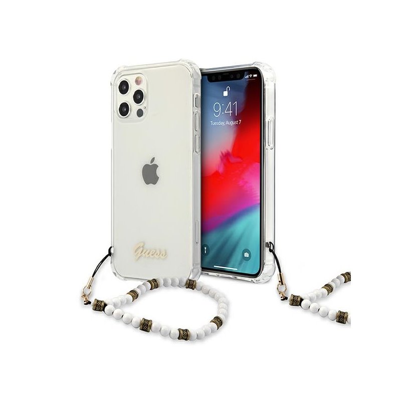 Guess iPhone 12/12 Pro Transparent hardcase White Pearl Guess iPhone 12/12 Pro Transparent hardcase White Pearl