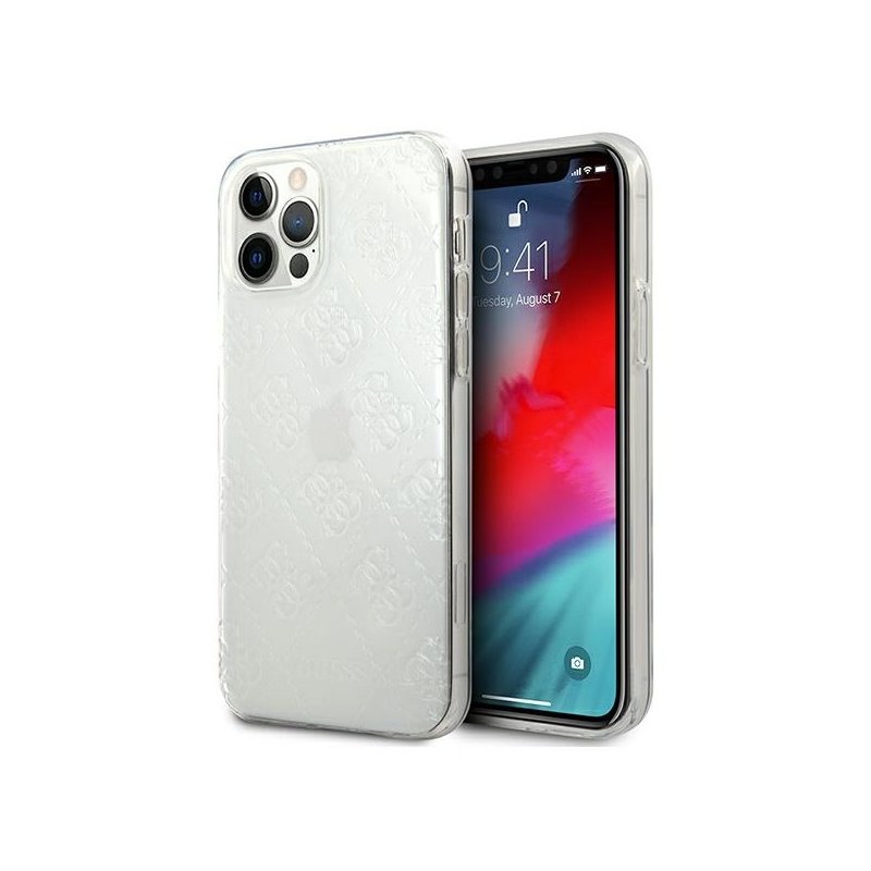 Guess iPhone 12/12 Pro transparent hardcase 4G 3D Pattern Collection Guess iPhone 12/12 Pro transparent hardcase 4G 3D Pattern Collection