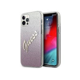 Guess iPhone 12 Pro Max pink hardcase Glitter Gradient Script