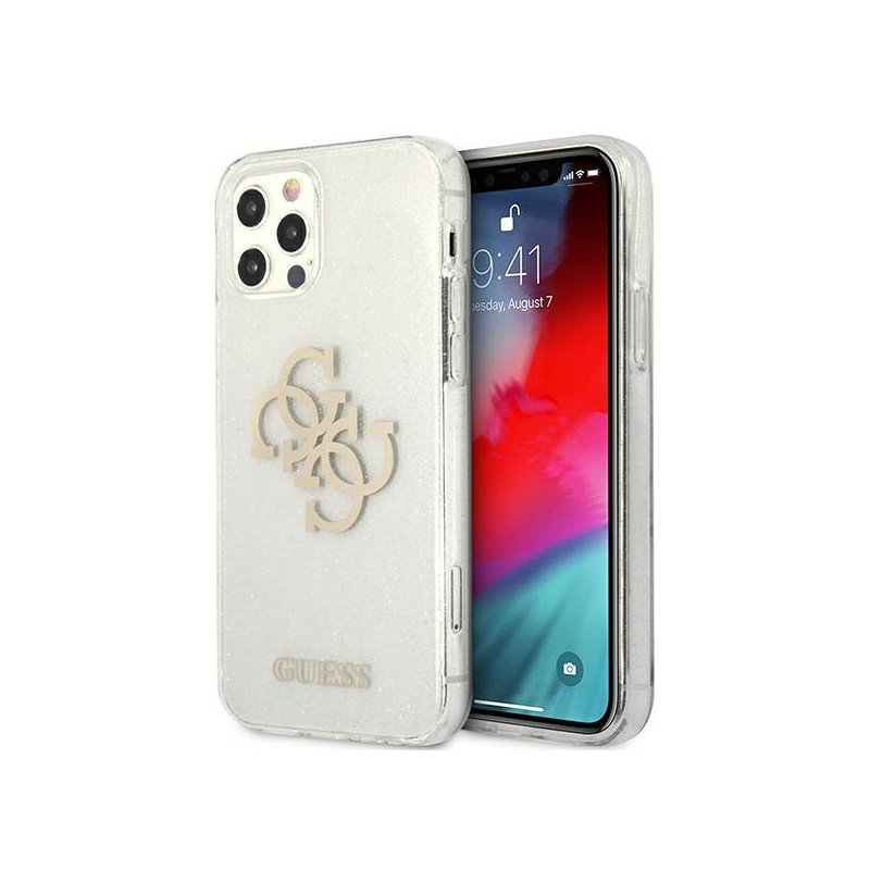 Guess iPhone 12 Pro Max transparent hardcase Glitter 4G Big Logo Guess iPhone 12 Pro Max transparent hardcase Glitter 4G Big Logo