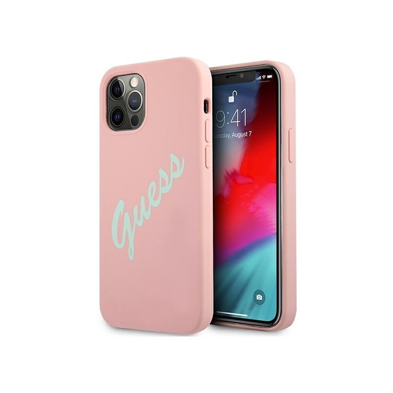 Guess iPhone 12 Pro Max green pink hardcase Silicone Vintage