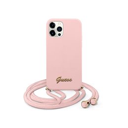 Guess iPhone 12 Pro Max pink hardcase Metal Logo Cord