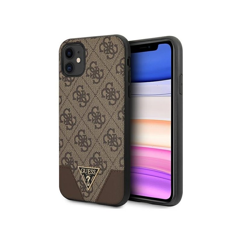 Guess iPhone Xr/11 brown hardcase 4G Triangle Collection