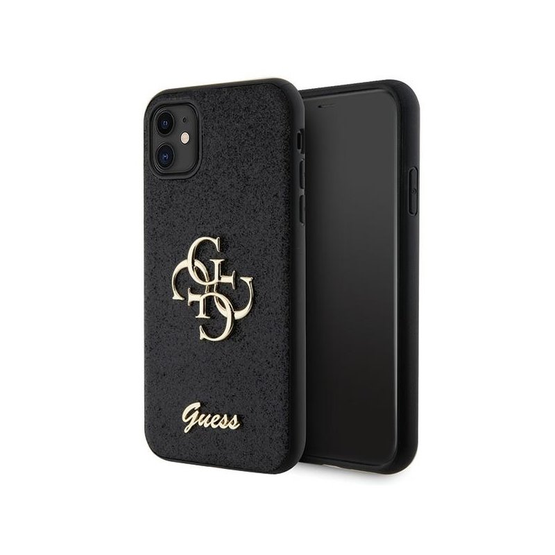 Guess iPhone Xr/11 black hardcase Glitter Script Big 4G