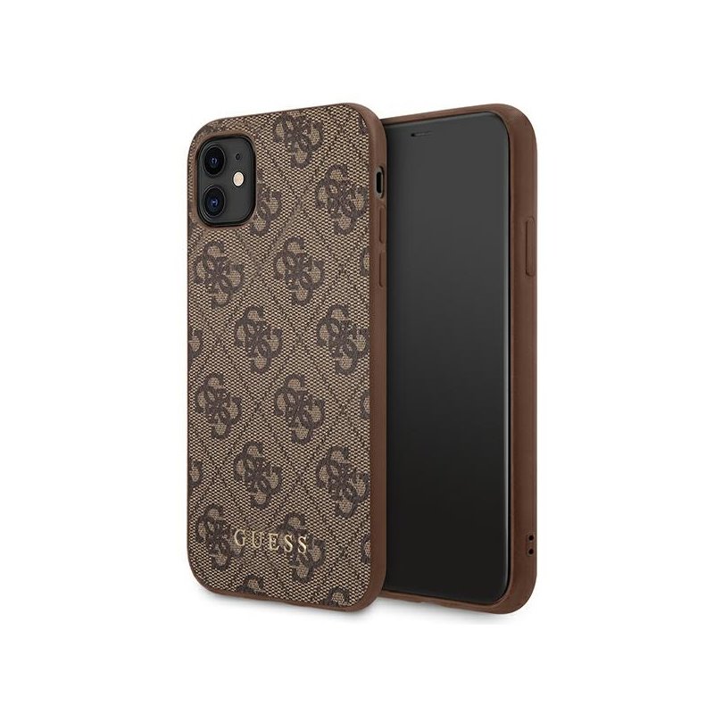 Guess iPhone 11 brown hardcase 4G Metal Gold Logo Guess iPhone 11 brown hardcase 4G Metal Gold Logo