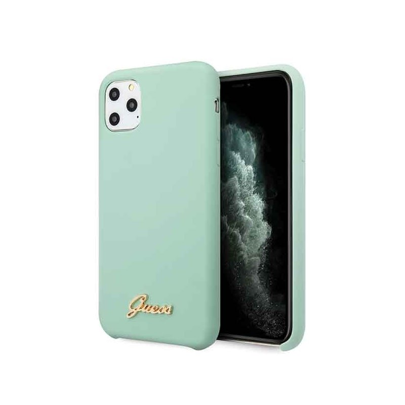 Guess iPhone 11 Pro green hardcase Silicone Vintage Gold Logo