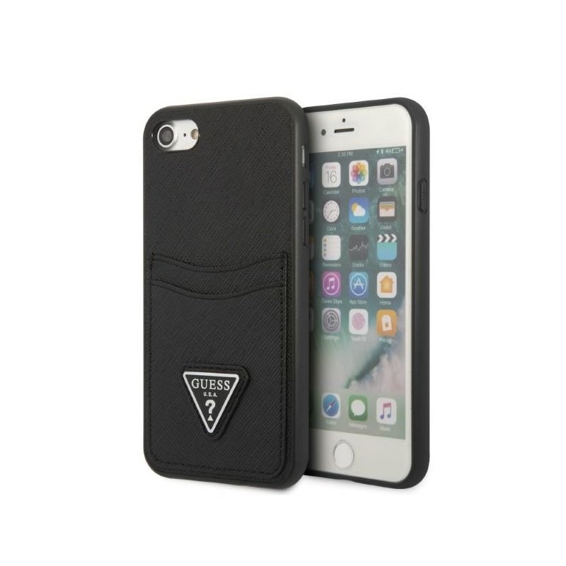 Guess iPhone 7/8/SE 2020/SE 2022 case black hardcase Saffiano Triangle Logo Guess iPhone 7/8/SE 2020/SE 2022 case black hardcase Saffiano Triangle Logo