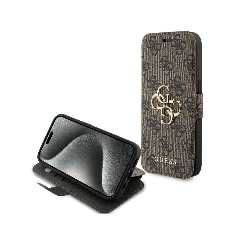 Guess iPhone 15 Pro brown book 4G Metal Logo