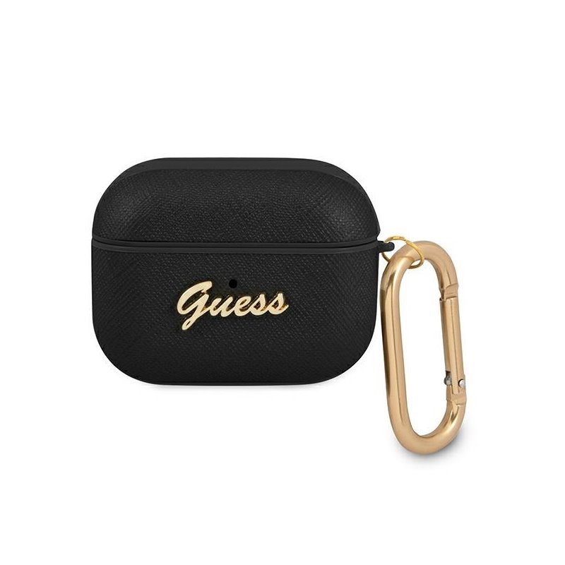 Guess AirPods Pro cover black Saffiano Script Metal Collection Guess AirPods Pro cover black Saffiano Script Metal Collection