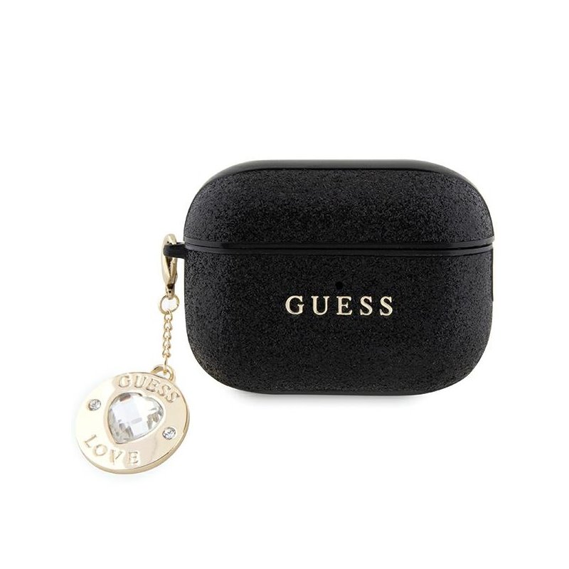 Guess AirPods Pro 2 (2022/23) cover black Fixed Glitter Heart Diamond Charm
