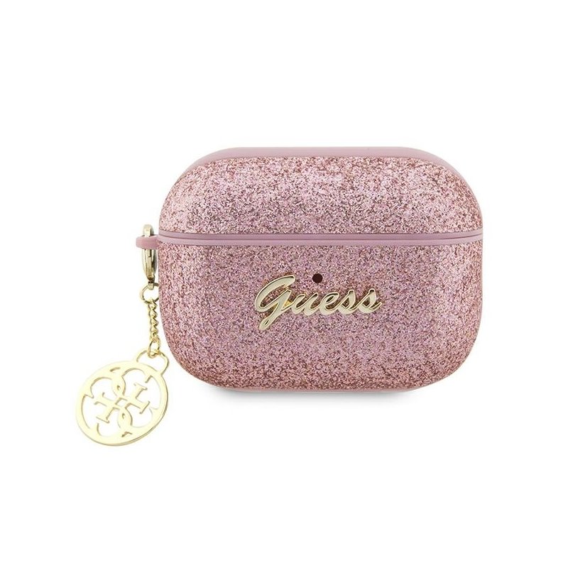 Guess AirPods Pro 2 (2022/2023) cover pink Glitter Flake 4G Charm Guess AirPods Pro 2 (2022/2023) cover pink Glitter Flake 4G Charm
