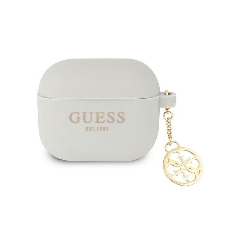Guess AirPods 3 cover grey Silicone Charm 4G Collection