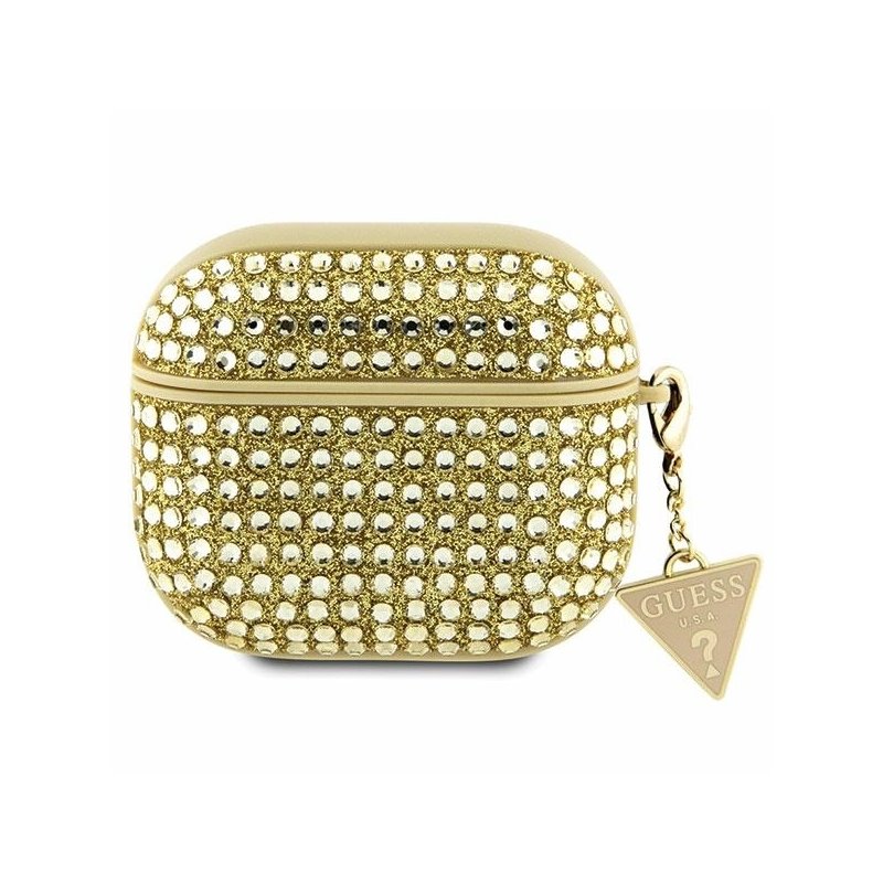 Guess AirPods 3 cover gold Rhinestone Triangle Charm