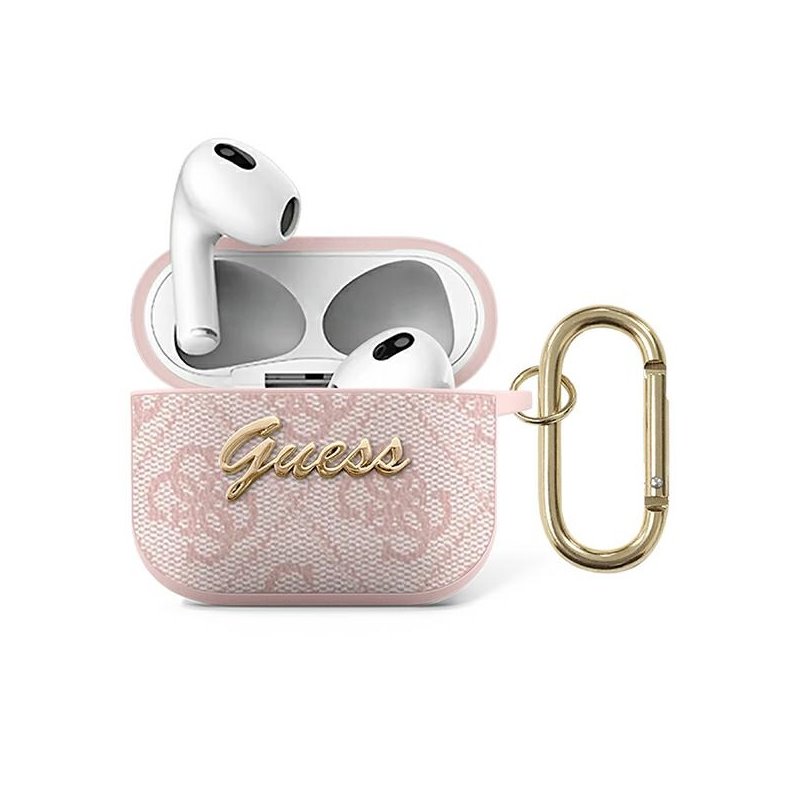 Guess AirPods 3 cover pink 4G Script Metal Collection