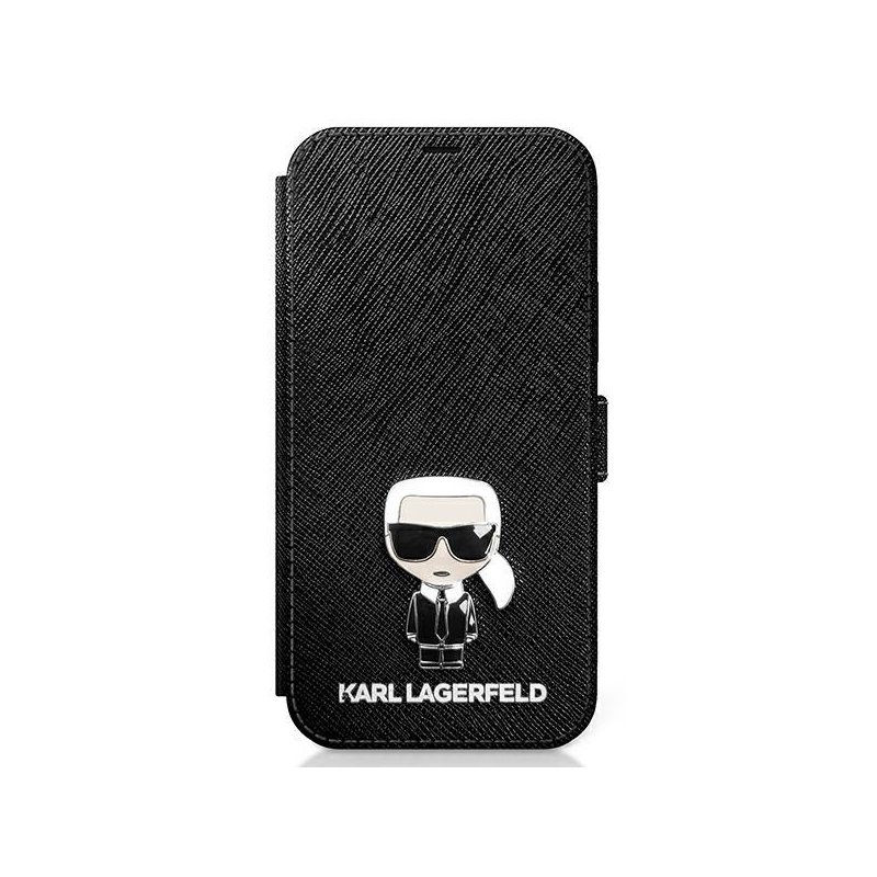 Karl Lagerfeld iPhone 12 mini black book Saffiano Iconic Metal Karl Lagerfeld iPhone 12 mini black book Saffiano Iconic Metal