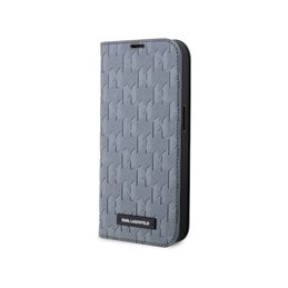 Karl Lagerfeld iPhone 13/14/15 bookcase silver Saffiano Monogram