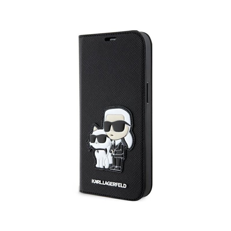 Karl Lagerfeld iPhone 14 Pro bookcase black Saffiano Karl & Choupette Karl Lagerfeld iPhone 14 Pro bookcase black Saffiano Karl & Choupette