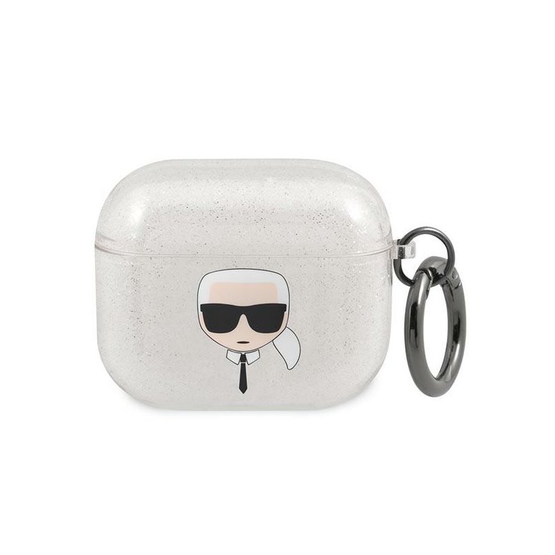 Karl Lagerfeld AirPods 3 cover silver Glitter Karl`s Head Karl Lagerfeld AirPods 3 cover silver Glitter Karl`s Head