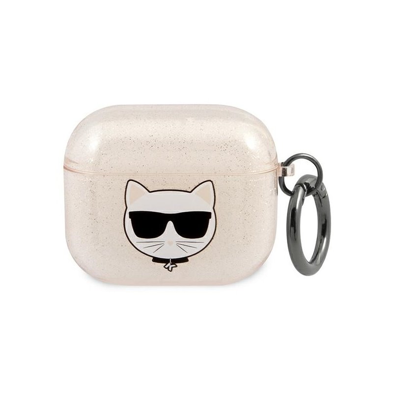 Karl Lagerfeld AirPods 3 cover gold Glitter Choupette Karl Lagerfeld AirPods 3 cover gold Glitter Choupette