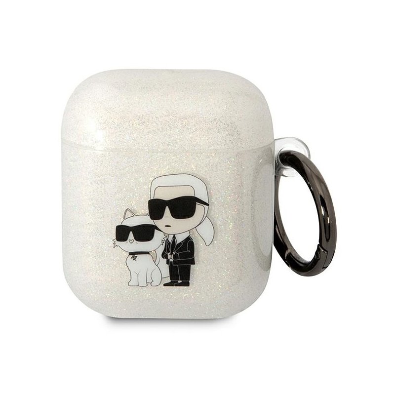Karl Lagerfeld Airpods 1/2 cover transparent Glitter Karl&Choupette