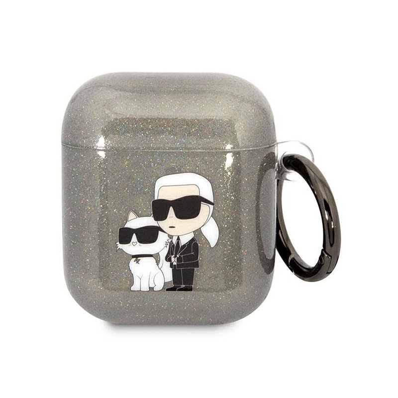 Karl Lagerfeld Airpods 1/2 cover black Glitter Karl&Choupette Karl Lagerfeld Airpods 1/2 cover black Glitter Karl&Choupette