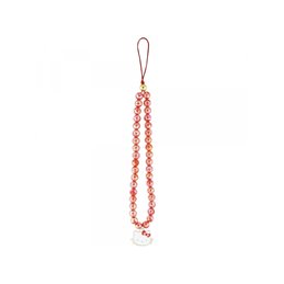 Hello Kitty Pearls Kitty Head Phone Charm Red