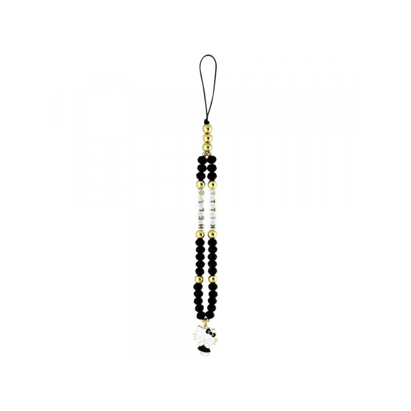 Hello Kitty Pearls and Beads Kitty Charm Phone Charm Black