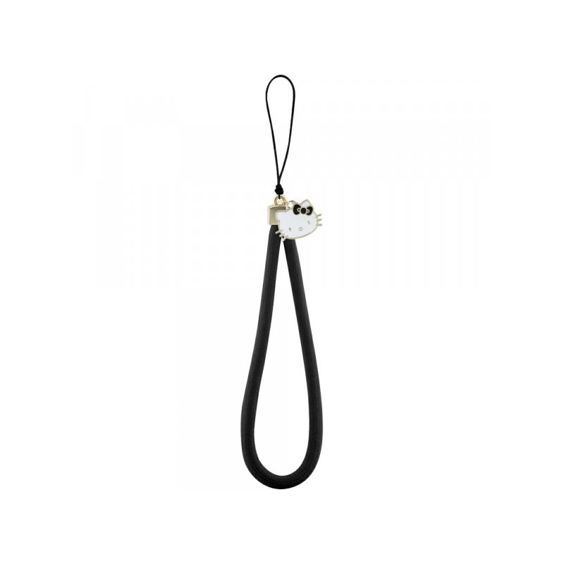 Hello Kitty Nylon Cord Kitty Head Phone Charm Black Hello Kitty Nylon Cord Kitty Head Phone Charm Black