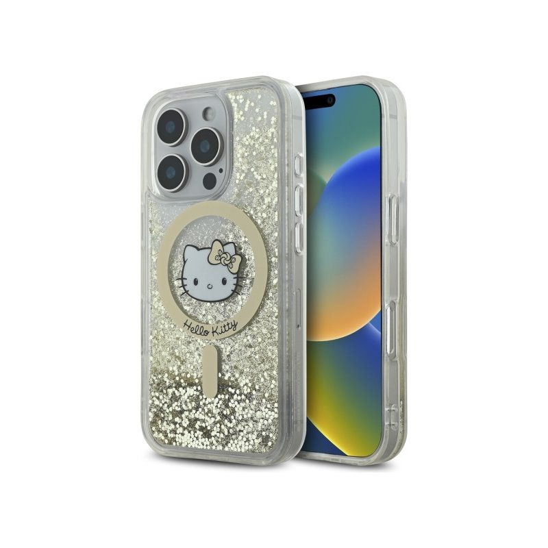 Hello Kitty iPhone 16 Pro Max white gold hardcase Liquid Glitter Fever Hello Kitty iPhone 16 Pro Max white gold hardcase Liquid Glitter Fever