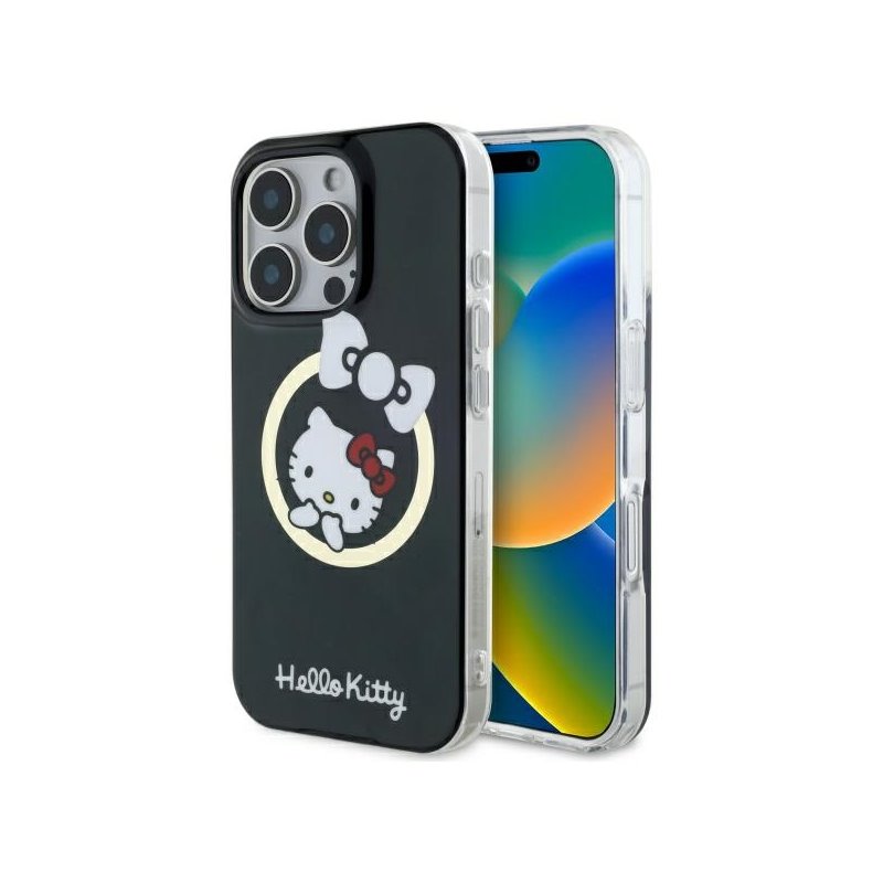 Hello Kitty iPhone 16 Pro Max black hardcase IML Fun bow Magsafe