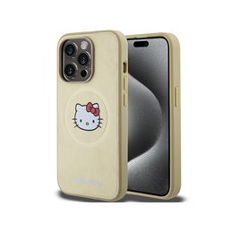 Hello Kitty iPhone 13 Pro Max Gold Hardcase Leather Kitty Head MagSafe