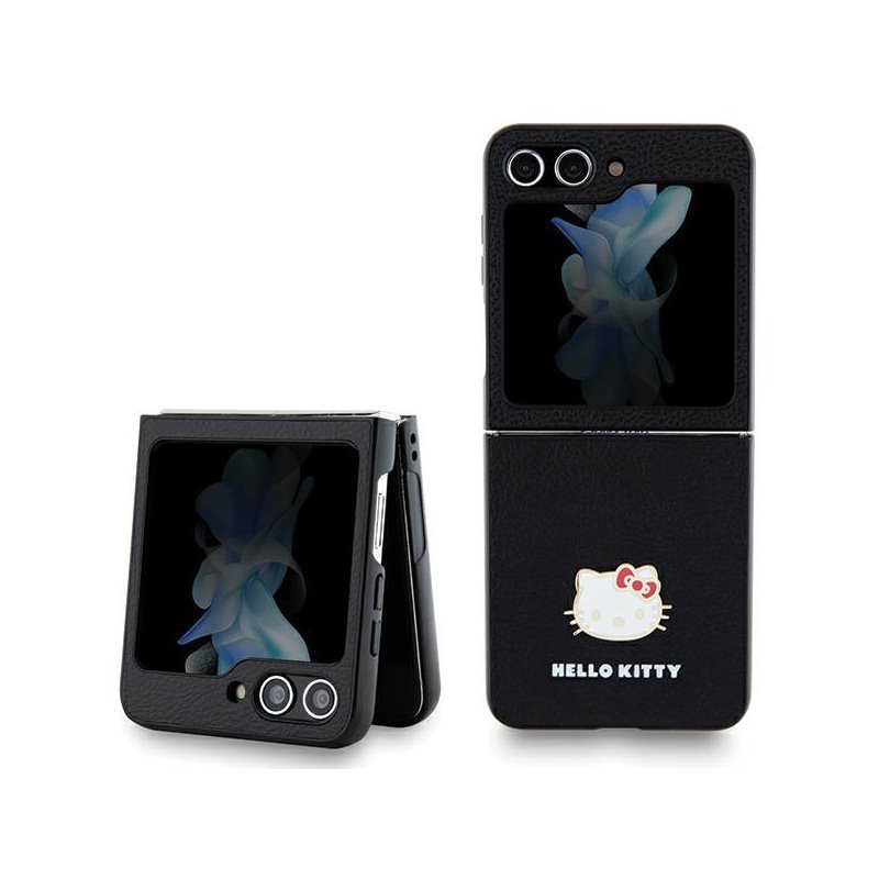 Hello Kitty Samsung Galaxy Z Flip5 black hardcase Metal Logo Kitty Head