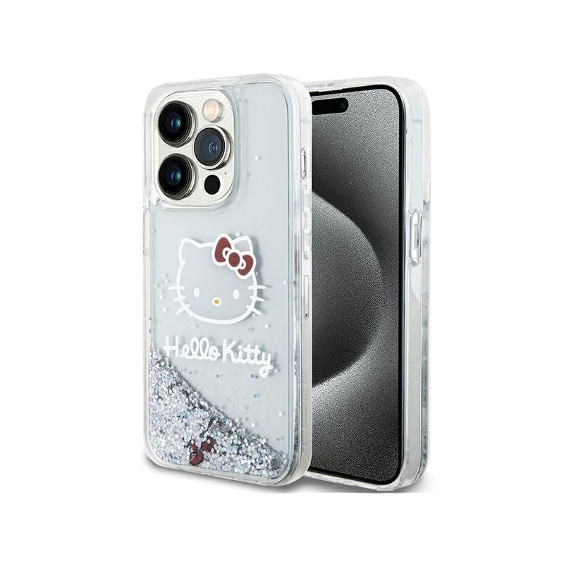 Hello Kitty iPhone 14 Pro silver hardcase Liquid Glitter Charms Kitty Hea