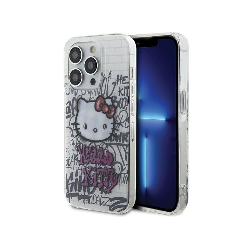 Hello Kitty iPhone 14 Pro white hardcase IML Kitty On Bricks Graffiti Hello Kitty iPhone 14 Pro white hardcase IML Kitty On Bricks Graffiti