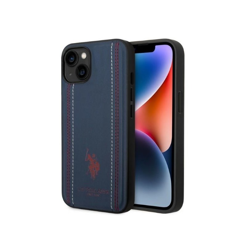 US Polo iPhone 13/14/15 navy blue Leather Stitch US Polo iPhone 13/14/15 navy blue Leather Stitch