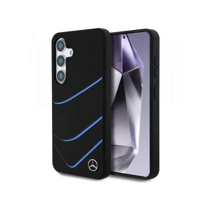 Mercedes Samsung Galaxy S25 Black Silicone Contrasted Curves MagSafe Case