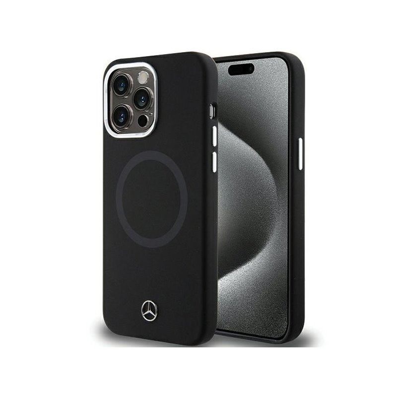 Mercedes iPhone 15 Pro Black Hardcase Silicone Bicolor MagSafe