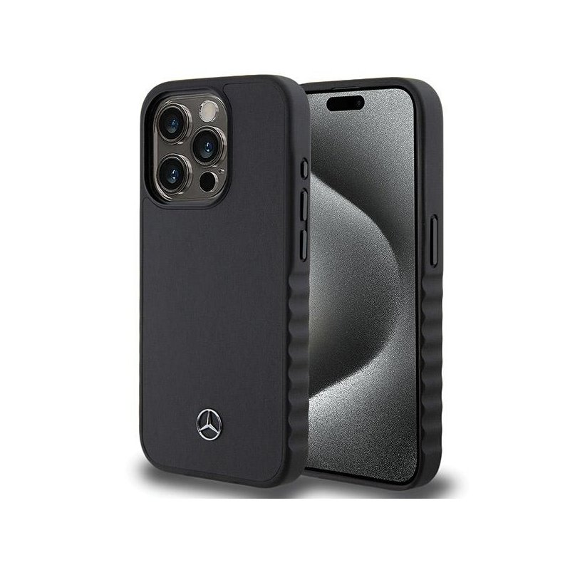 Mercedes iPhone 15 Pro Black Hardcase Smooth Leather