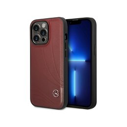Mercedes iPhone 14 Pro Red Hardcase Leather Wave Pattern