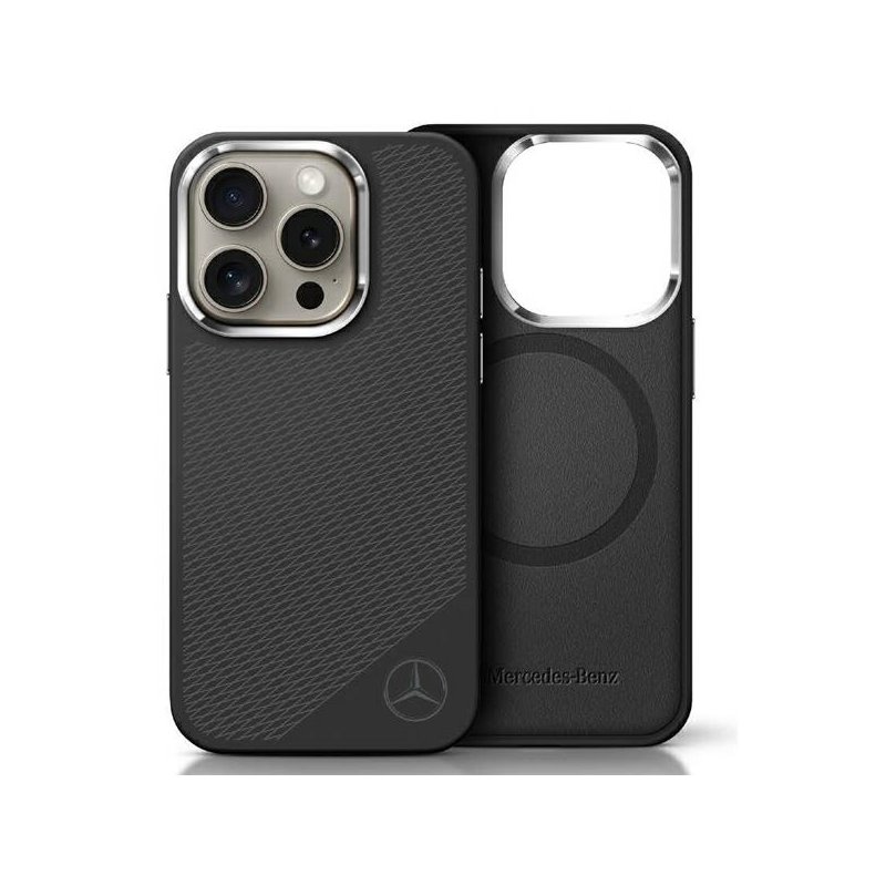 Mercedes iPhone 16 Pro Max black hardcase Silicone Tonal Logo Wood Pattern Mercedes iPhone 16 Pro Max black hardcase Silicone Tonal Logo Wood Pattern