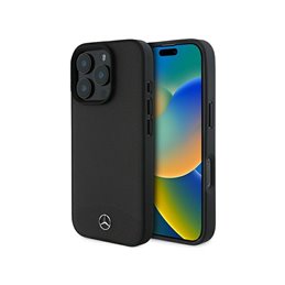 Mercedes iPhone 16 Pro Max black hardcase Textured & Plain Leather MagSafe