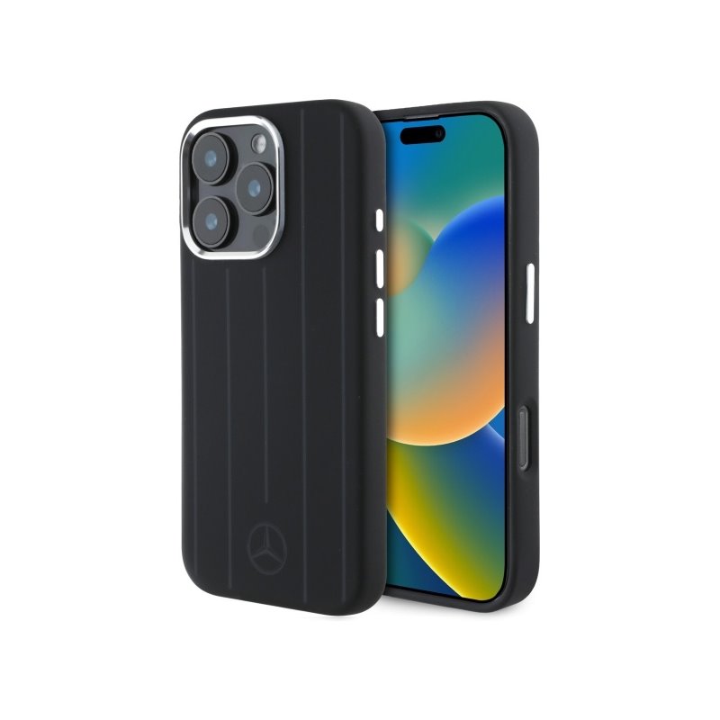 Mercedes iPhone 16 Pro black hardcase Silicone Vertic Tonal Stripes MagSafe Mercedes iPhone 16 Pro black hardcase Silicone Vertic Tonal Stripes MagSafe