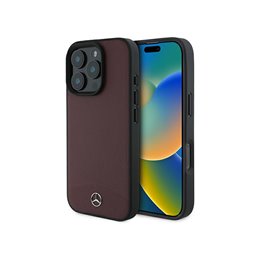 Mercedes iPhone 16 Pro red hardcase Textured & Plain Leather MagSafe