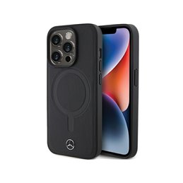 Mercedes iPhone 15 Pro Max Black Hardcase Smooth Leather MagSafe
