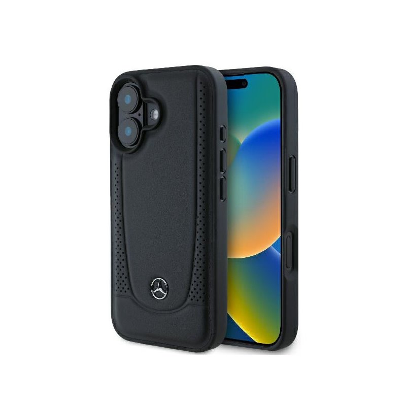 Mercedes iPhone 16 Plus black hardcase Leather Urban Mercedes iPhone 16 Plus black hardcase Leather Urban