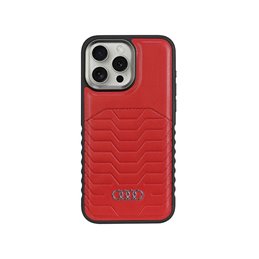 Audi Synthetic Leather MagSafe iPhone 15 Pro Max red hardcase