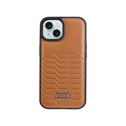 Audi Synthetic Leather MagSafe iPhone 13/14/15 brown hardcase
