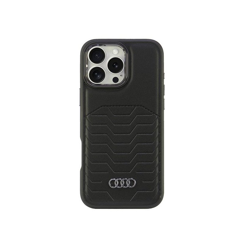 Audi Synthetic Leather MagSafe iPhone 16 Pro Max black hardcase